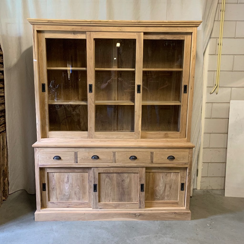 buffetkast teak - 6 schuifdeuren - Gratis bezorgd, TTM Wonen, Meubels – (Perzische) Tapijten en Woonaccessoires, 200 cm of meer