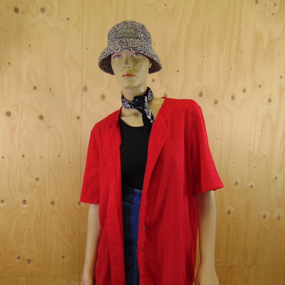 Vintage rode 90s blouse met korte mouwen maat 40/42, Maat 38/40 (M), Verzenden, Zo goed als nieuw, Vintage