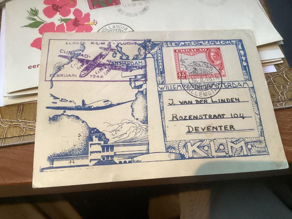 No503 KLM Amsterdam Curacao 9-2-1946 Heb ook van Nederland, Postzegels en Munten, Postzegels | Eerstedagenveloppen, Ophalen, Beschreven