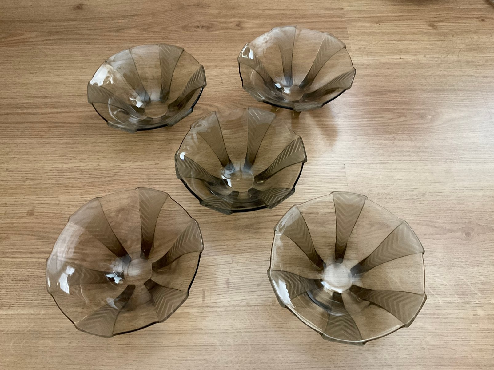 5 Art Deco Bonbonnières 'Athene' van Walther & Söhne, Antiek en Kunst, Antiek | Glas en Kristal, Ophalen of Verzenden