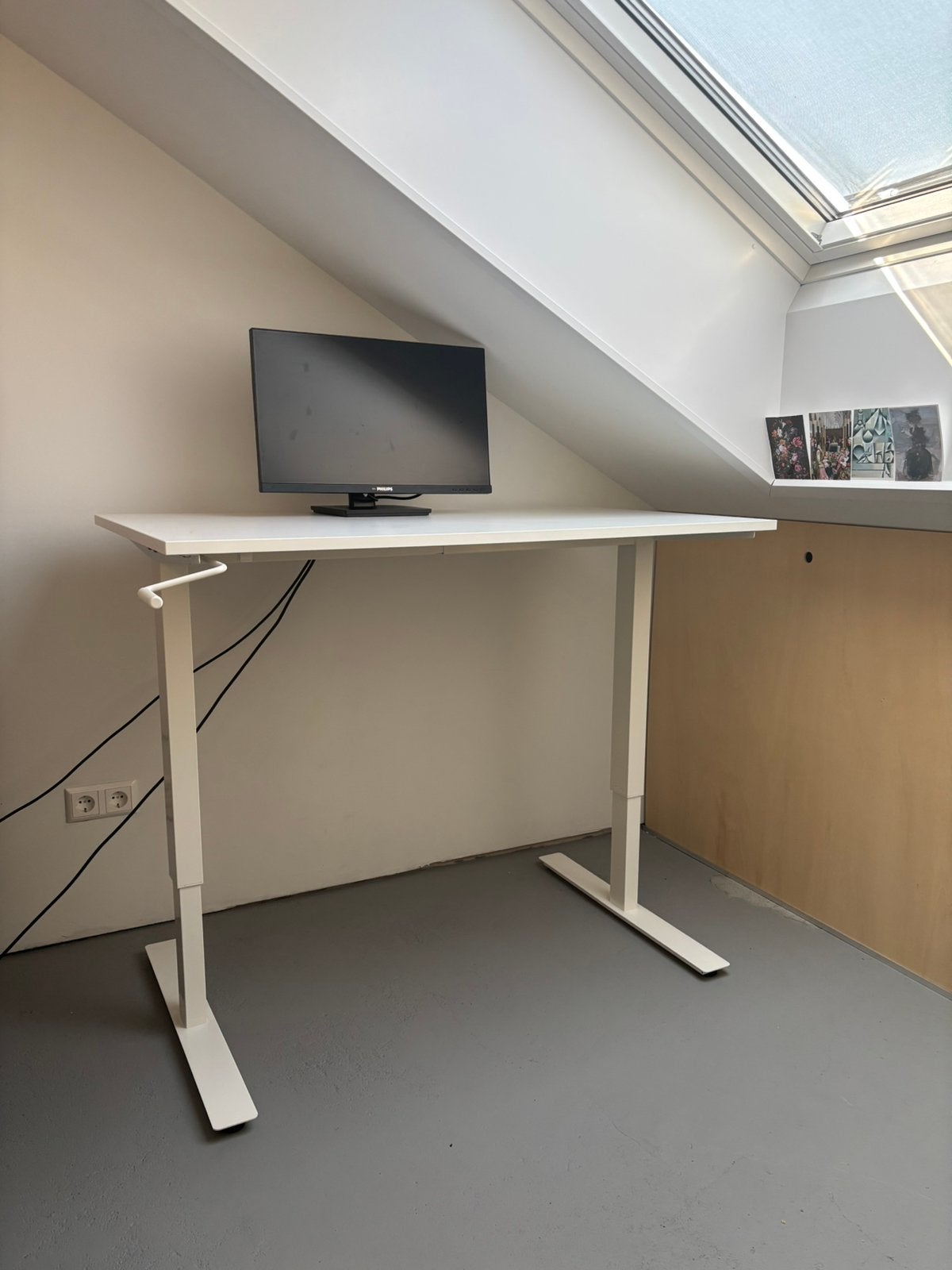 Zit/staburea IKEA Trotten, Ophalen, Zit-sta bureau, 120 cm, In hoogte verstelbaar