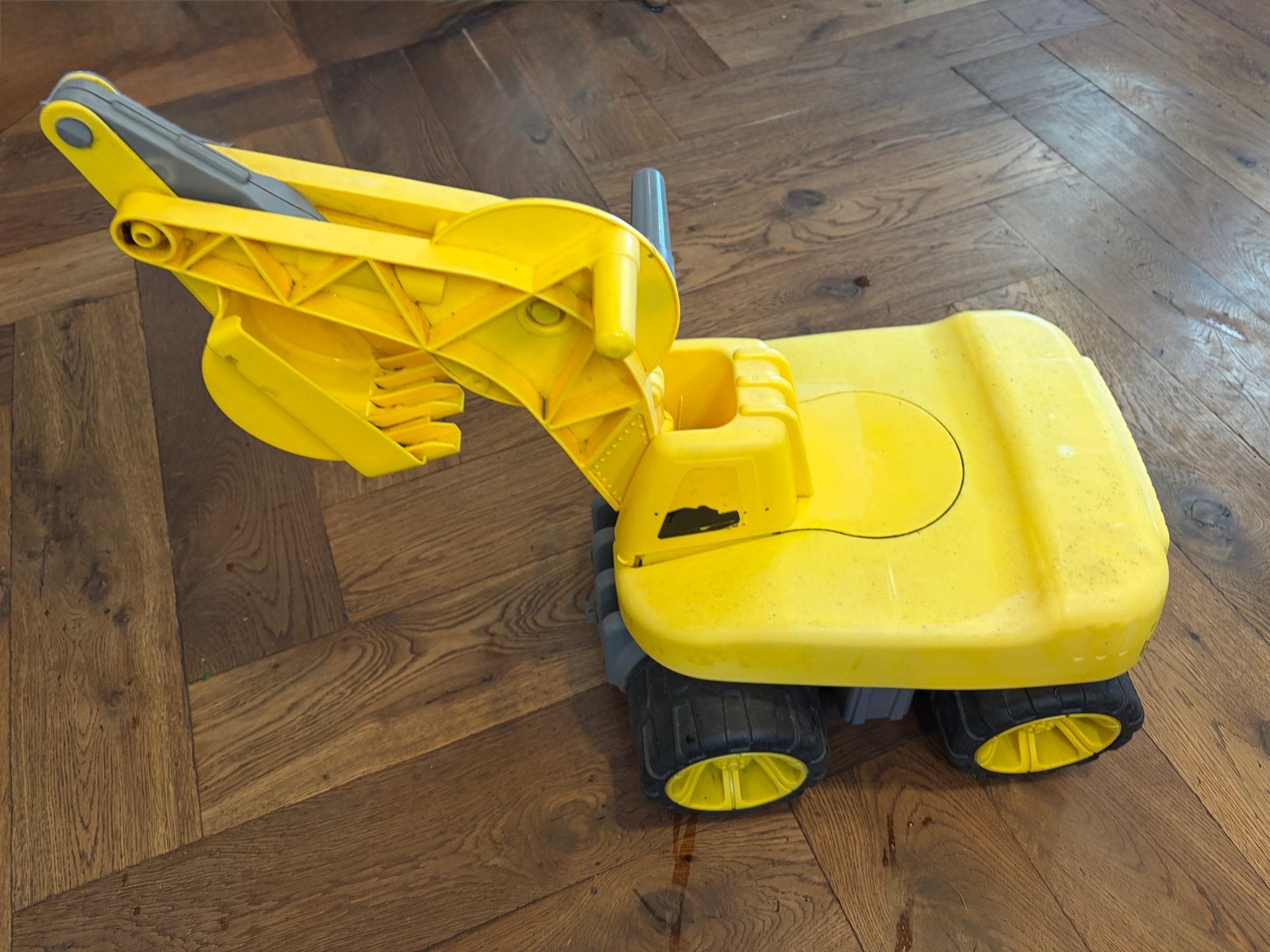 Gele kinder graafmachine loopauto, Ophalen, Gebruikt