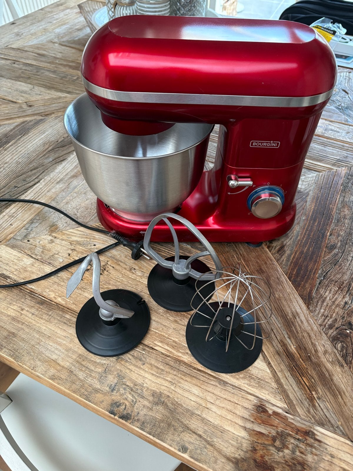 Bourgini Classic Kitchen Chef Keukenmachine Rood 1300W, 4 liter of meer, Gebruikt, 3 snelheden of meer, Ophalen of Verzenden