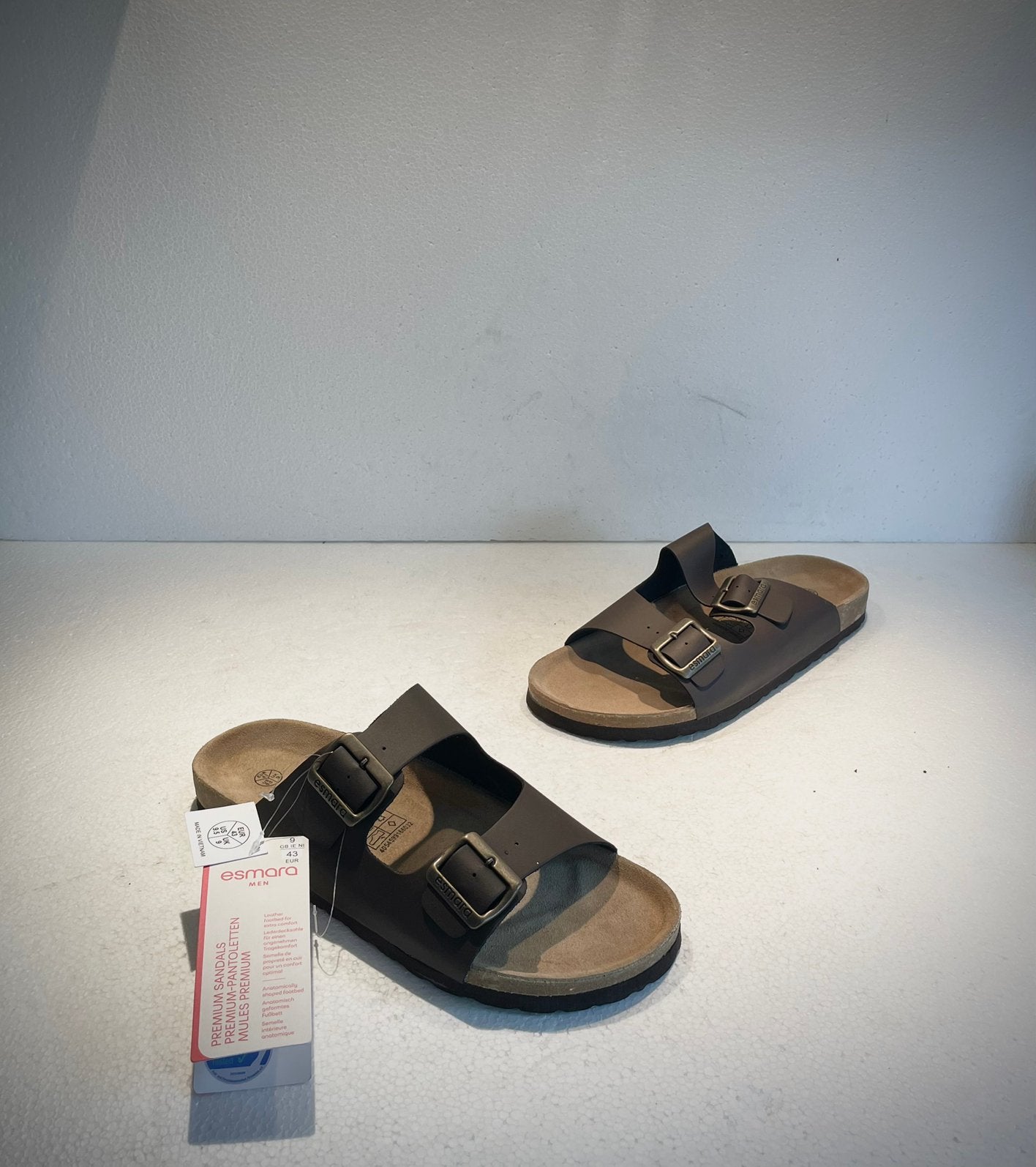 Esmara men leren slippers 43 / UK 9 NIEUW, Slippers, Bruin, Ophalen of Verzenden, Zo goed als nieuw