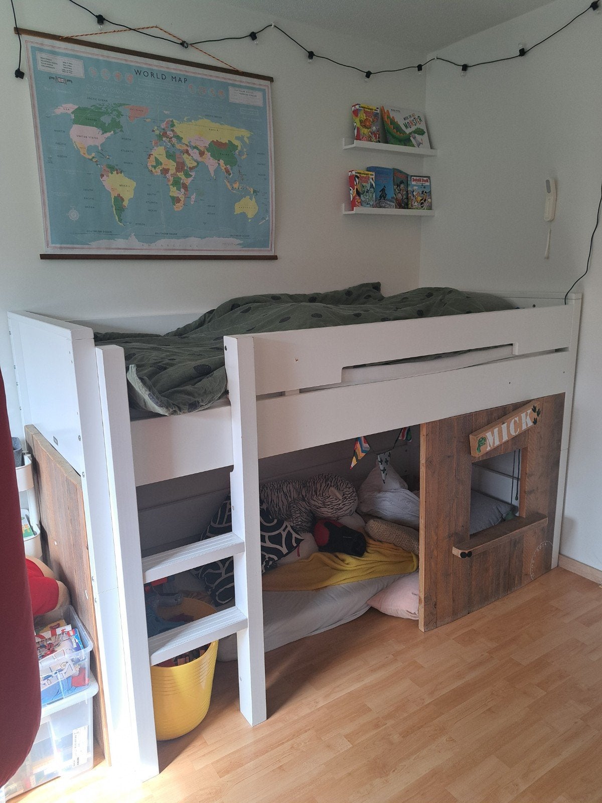 Halfhoogslaper met speelhuisje bopita, Ophalen, Eenpersoons, 210 cm, 90 cm