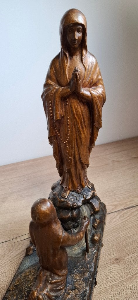 Antiek Frans Beeld "Le Miracle du Cierge" met Speeldoos, Ophalen
