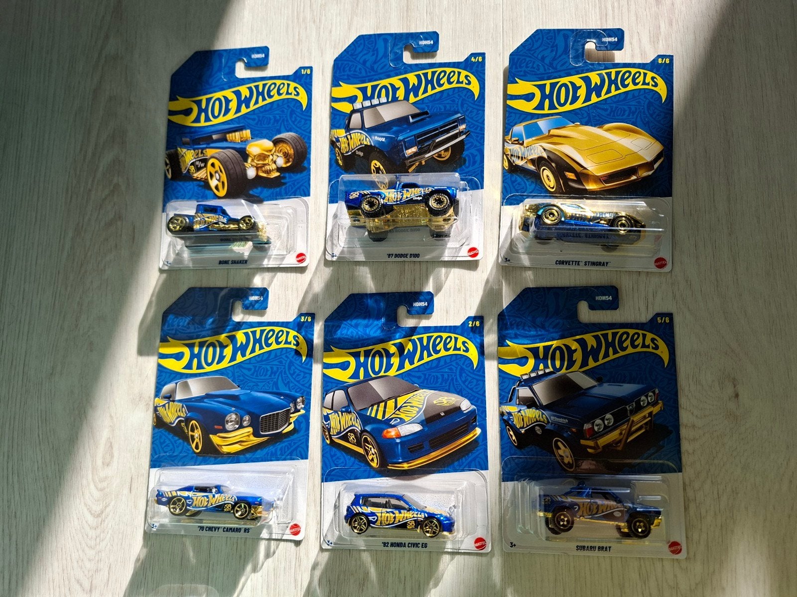 Hot Wheels Gold & Blue Set - 6 unieke modellen, Overige merken, 1:50 of kleiner, Auto, Nieuw