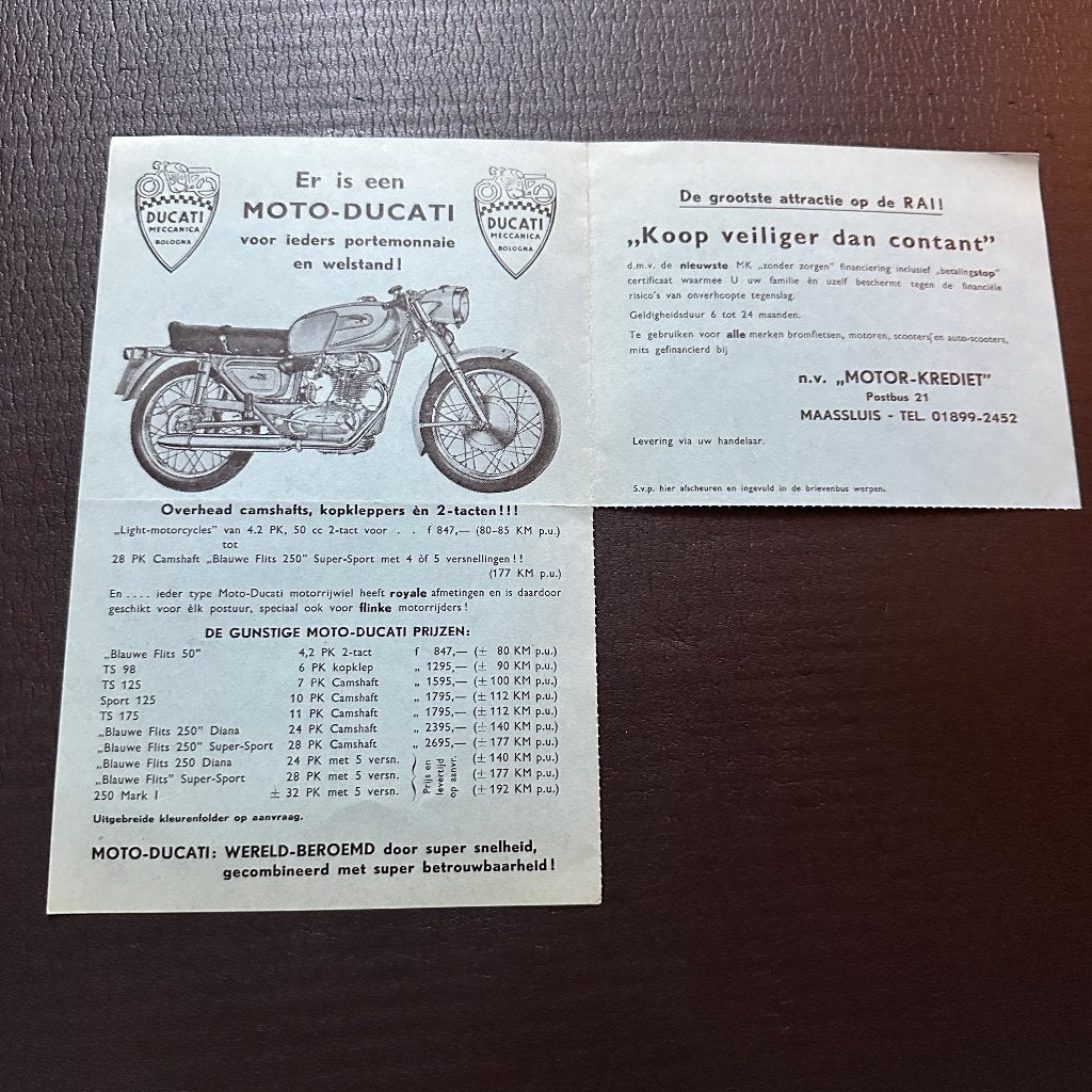 #5) DUCATI Moto-Ducati - 1960 - Motor Bromfiets Folder, Verzenden, Gelezen, Folder