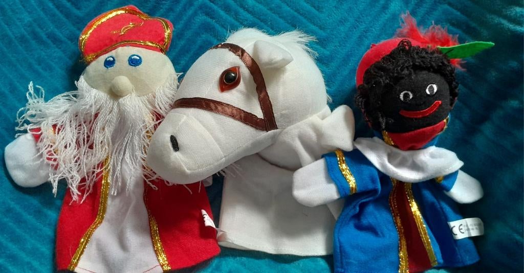 Sinterklaas en Piet en het paard Oh zo snel handpoppen, Ophalen of Verzenden, Zo goed als nieuw, Overige typen