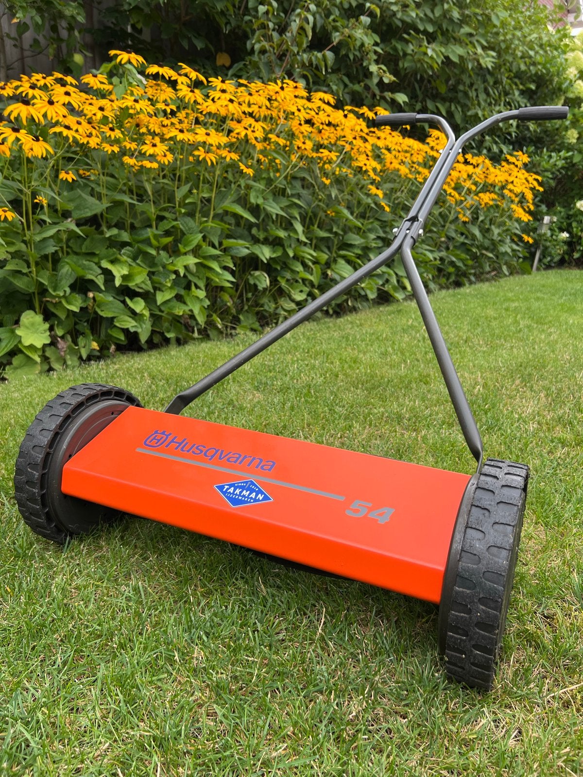 Husqvarna exclusieve handmaaier 54 - Goede conditie, Ophalen, Gebruikt, Handgrasmaaier, 50 cm of meer