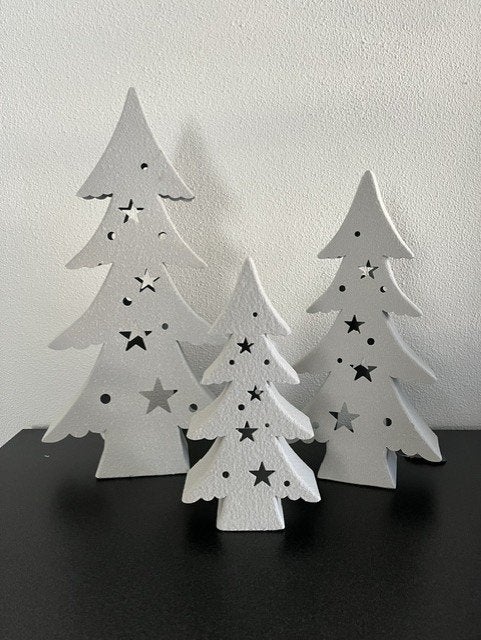 Leyu Metalen Kerstbomen Wit-Set-3 Nieuw!, Nieuw, Ophalen of Verzenden, 48 cm, Metaal