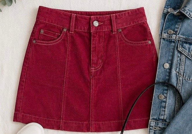 Bien Blue rood corduroy rokje NIEUW 34, Nieuw, Ophalen of Verzenden, Maat 34 (XS) of kleiner, Boven de knie