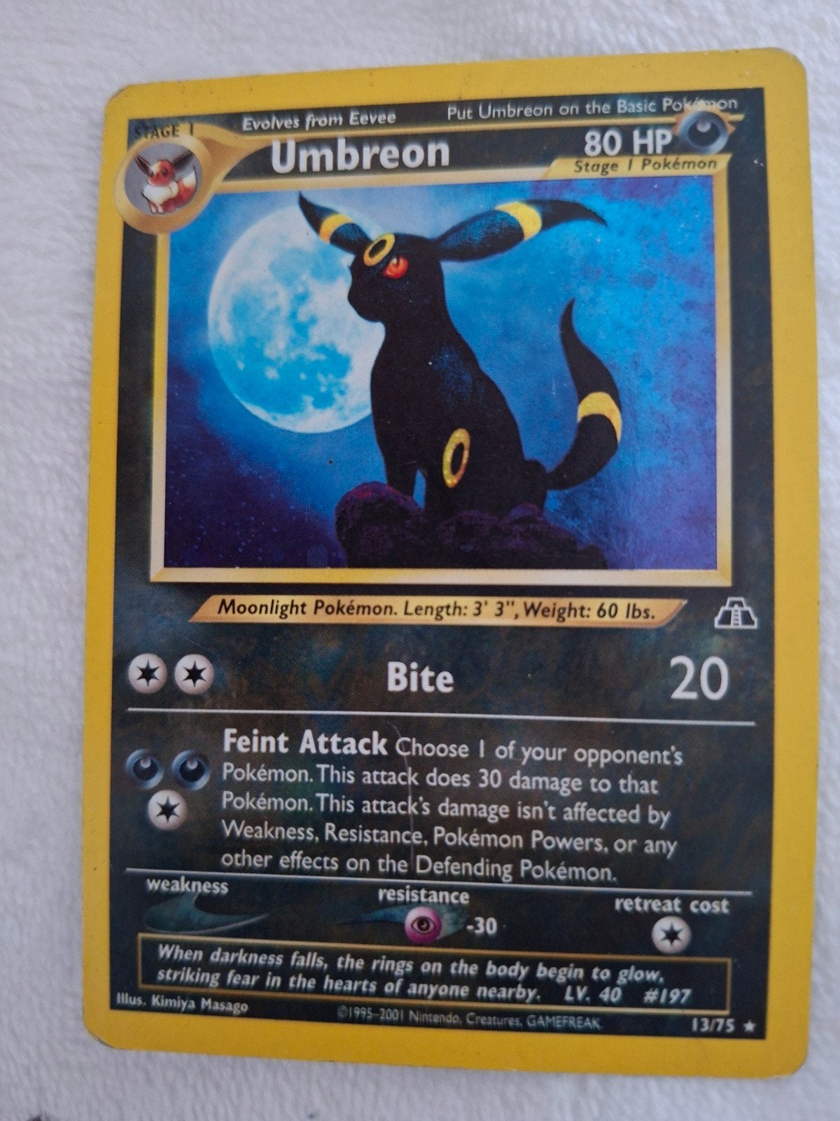 Umbreon pokemon kaart., Ophalen