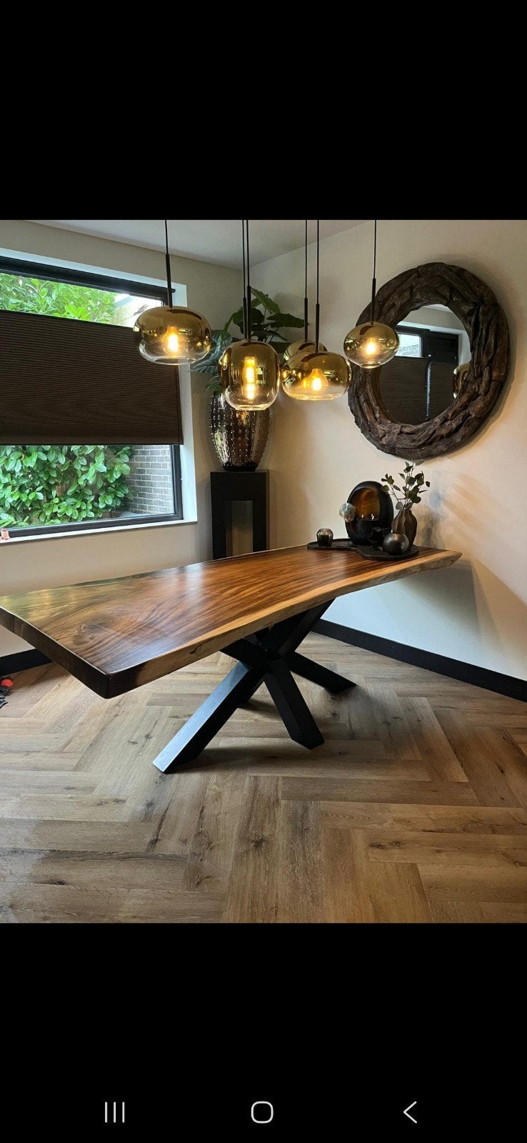 suar houten eettafel boomstam tafel, Ophalen, 100 tot 150 cm, 200 cm of meer, Zo goed als nieuw