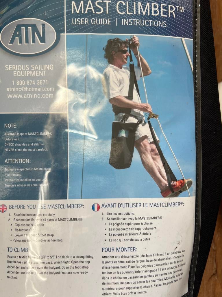 Tk ATN mastklimmer/ mastclimber/ solo klimtuig mast, zeilen, Ophalen of Verzenden, Zo goed als nieuw, Minder dan 80 mm, Onderdelen of Toebehoren