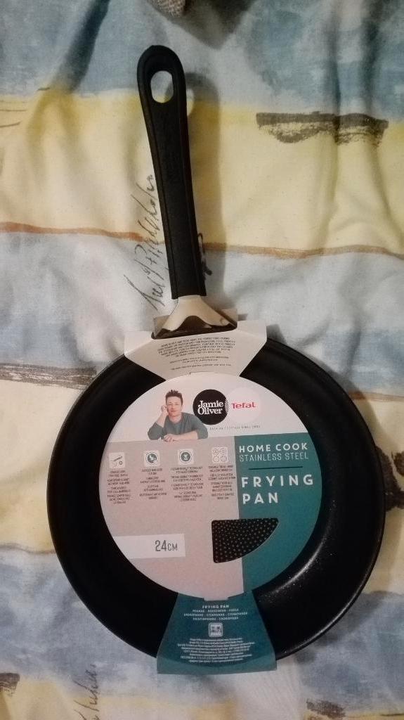 jamie oliver tefal rvs koekenpan 24 cm nieuw, Huis en Inrichting, Verzenden, Nieuw, Rvs, Keramische plaat