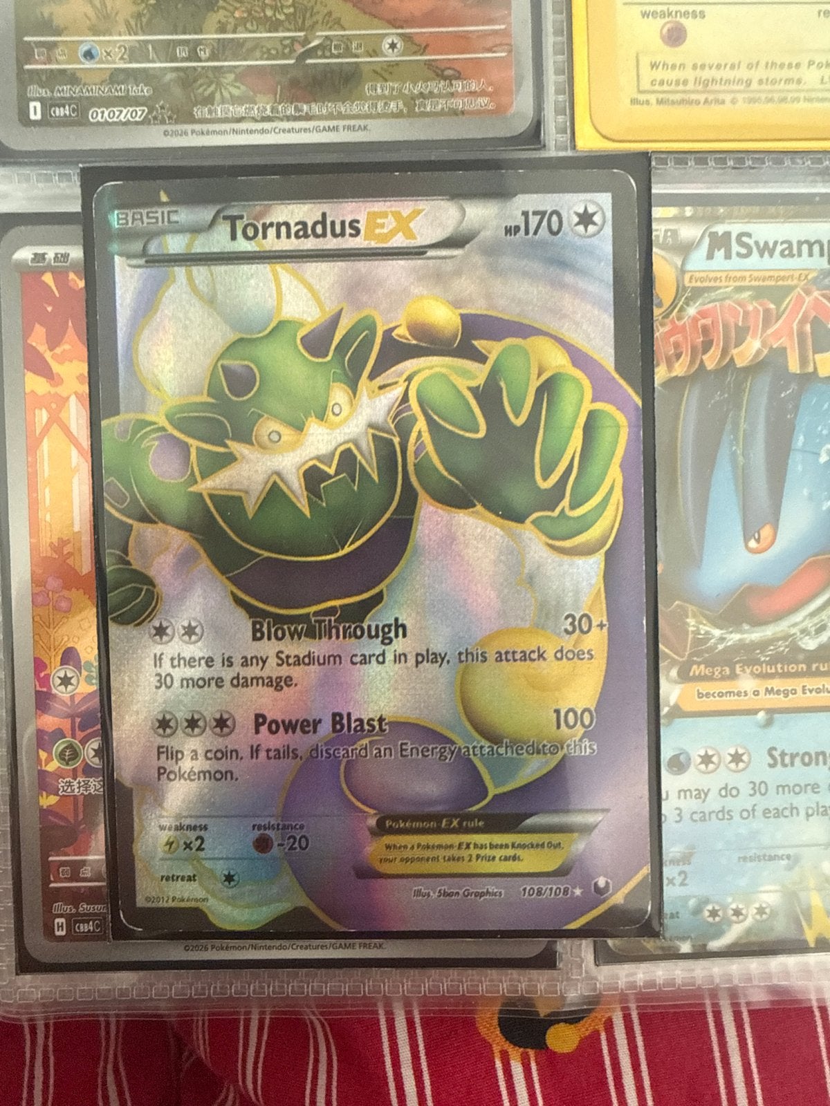 Pokémon Kaart: Tornadus EX (Foil, 108/108), Ophalen of Verzenden, Zo goed als nieuw, Losse kaart, Foil