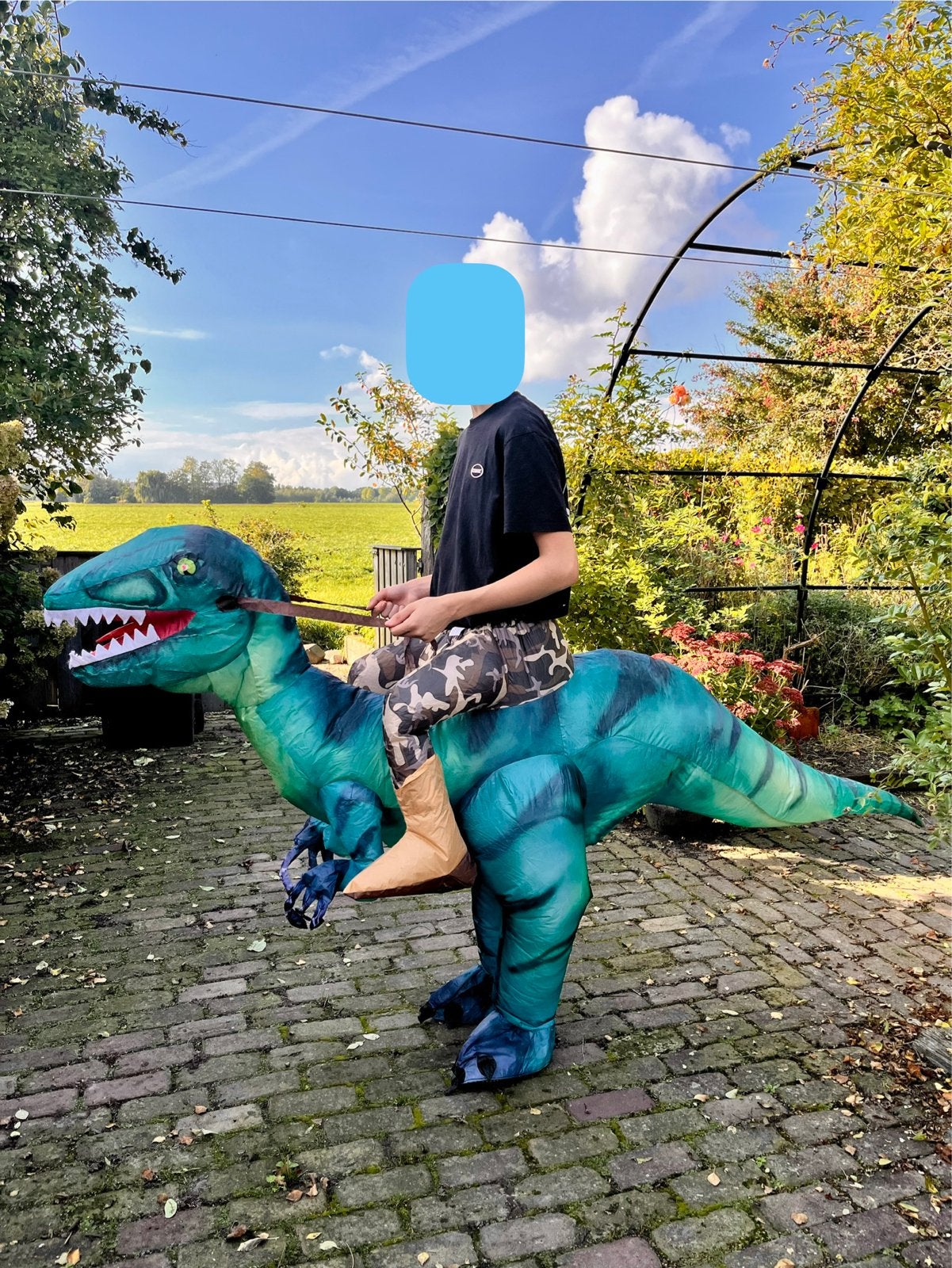 Opblaasbaar T-Rex dinosaures pak, Maat 38/40 (M), Carnaval, Ophalen of Verzenden, Kleding