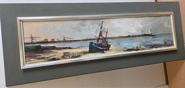 François Franc olieverf op doek, 1968 - Maritiem tafereel, Ophalen