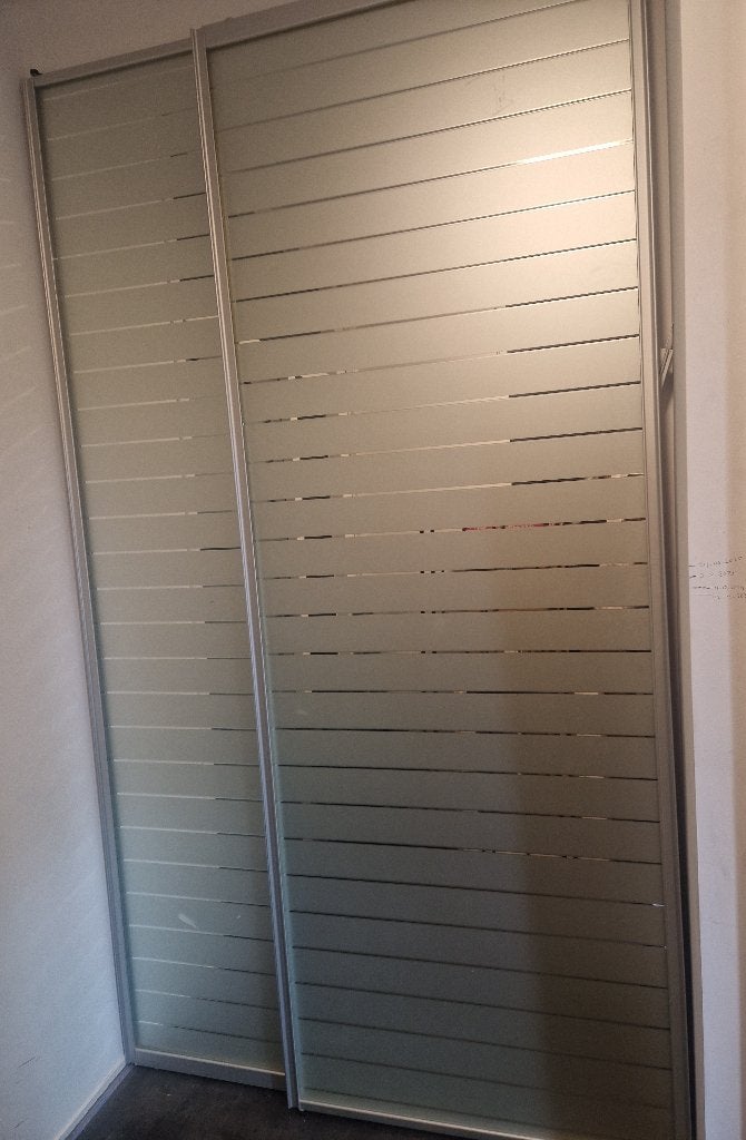 2 spiegel schuifdeuren met rails, Ophalen, Gebruikt, 80 tot 100 cm, 215 cm of meer