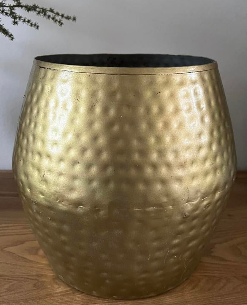 Metalen plantenpot (voor binnen), Tuin en Terras, Bloempotten, Ophalen, Rond, Binnen, Zo goed als nieuw