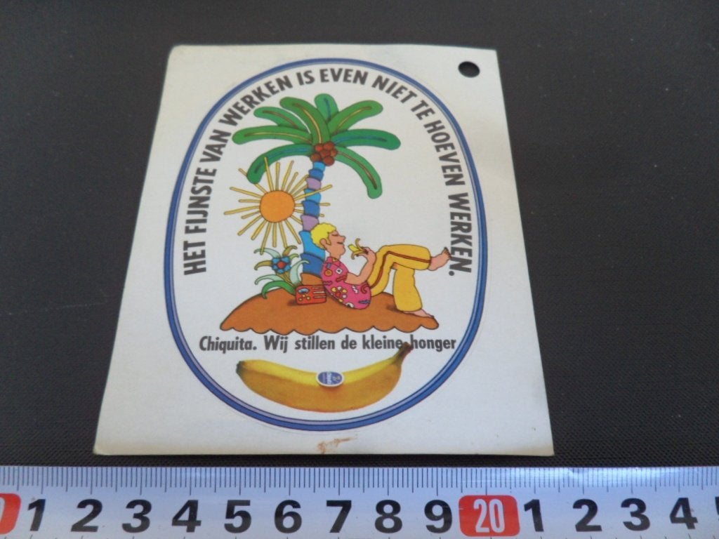sticker CHIQUITA Wij stillen de kleine honger  strip, Verzamelen, Ophalen, Zo goed als nieuw