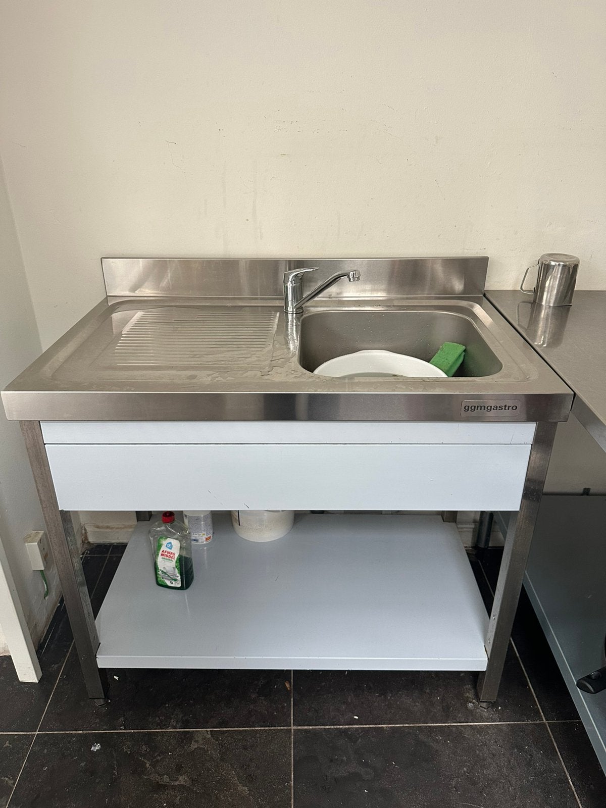 ZGAN GGM Gastro RVS Spoeltafel / Afwasbank met Kraan (100x60, Ophalen, Zo goed als nieuw