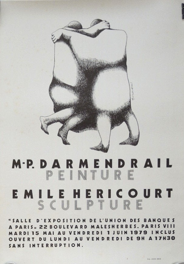 Marie Pierre Darmendrail "Peinture-Emile Hericourt Sculpture, Antiek en Kunst, Kunst | Litho's en Zeefdrukken, Ophalen, Lithografie