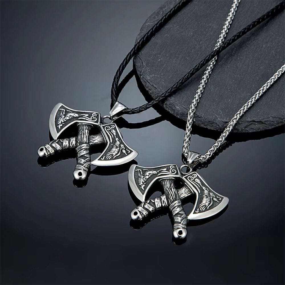 Dubbele Bijl Viking Heren Ketting, Verzenden, Nieuw, Zilver, Overige materialen