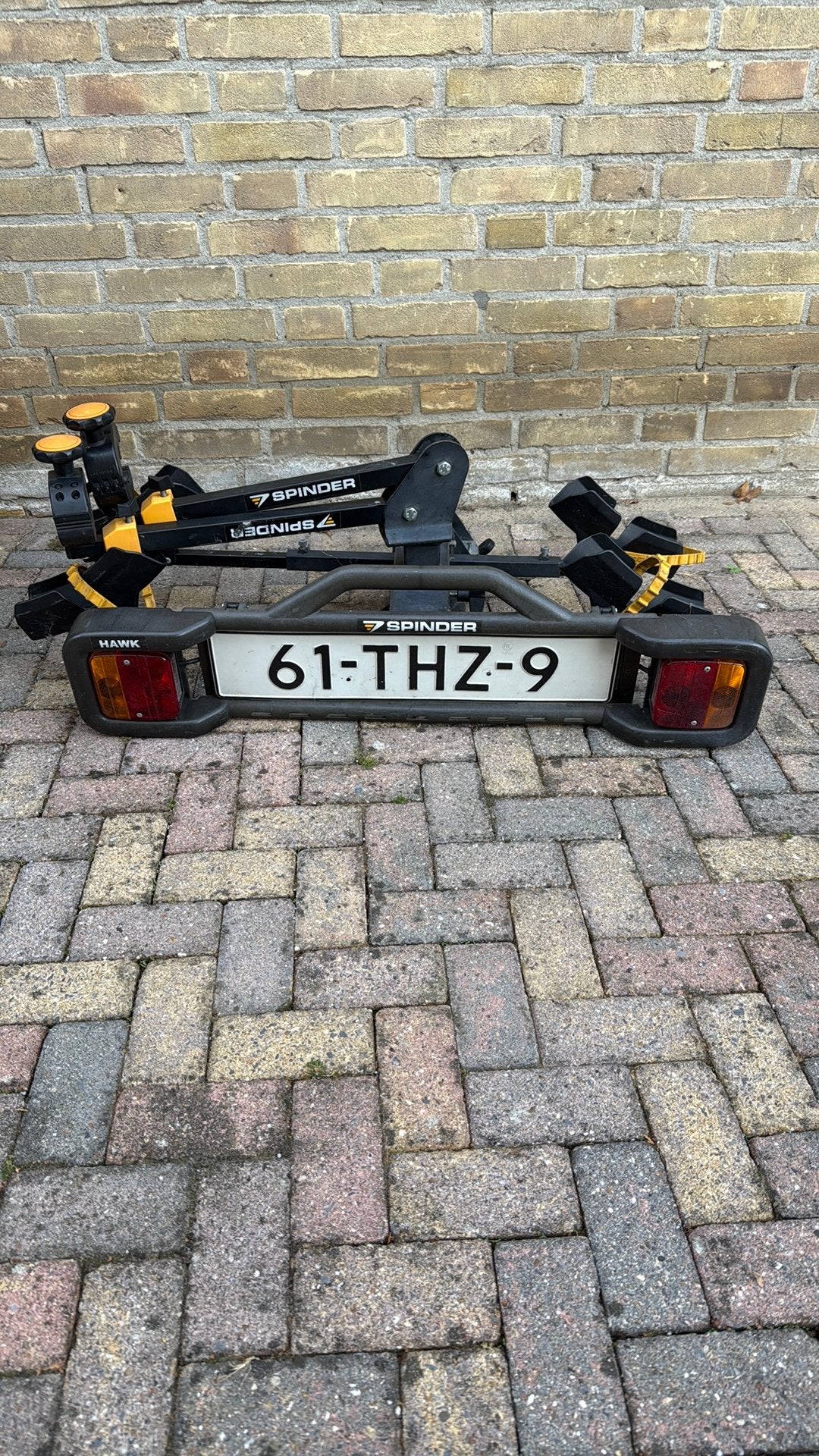 Fietsendrager Spinder, Ophalen, Gebruikt, 2 fietsen, Trekhaakdrager