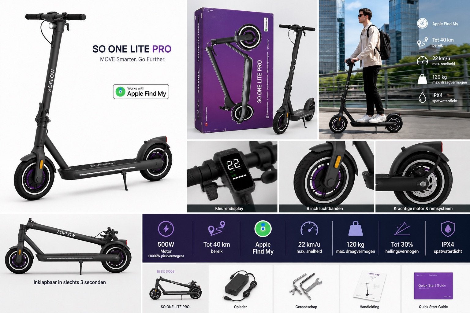 SoFlow SO ONE Lite Pro | E Step | Apple find my, Ophalen, Nieuw, Elektrische step (E-scooter)