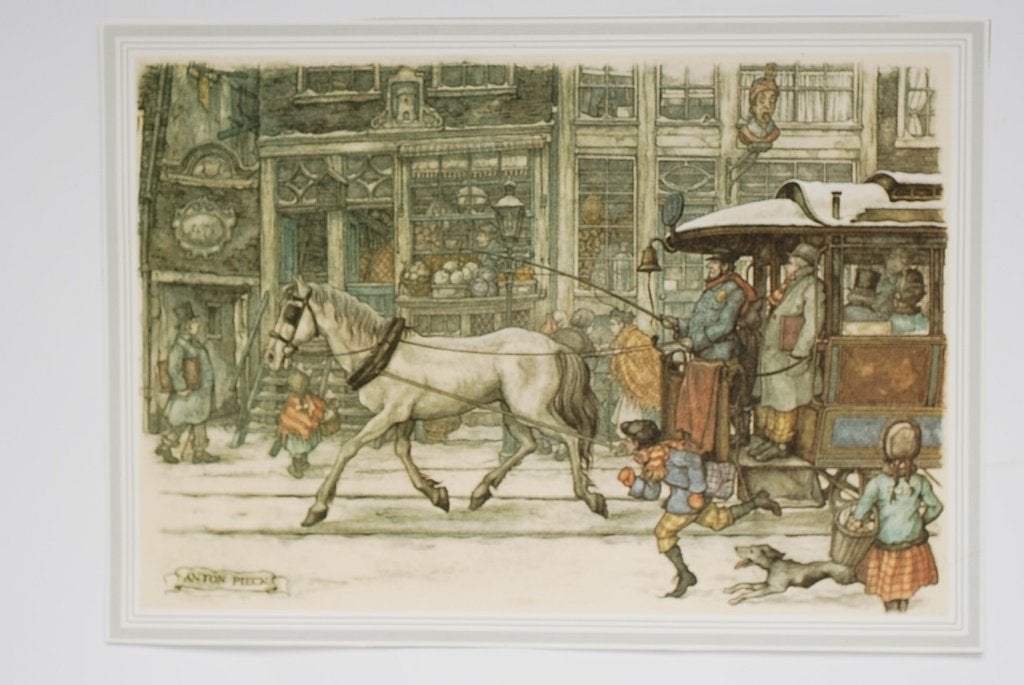 Paardentram in de winter - Anton Pieck, Verzamelen, Verzenden, 1980 tot heden, Zo goed als nieuw, Prent