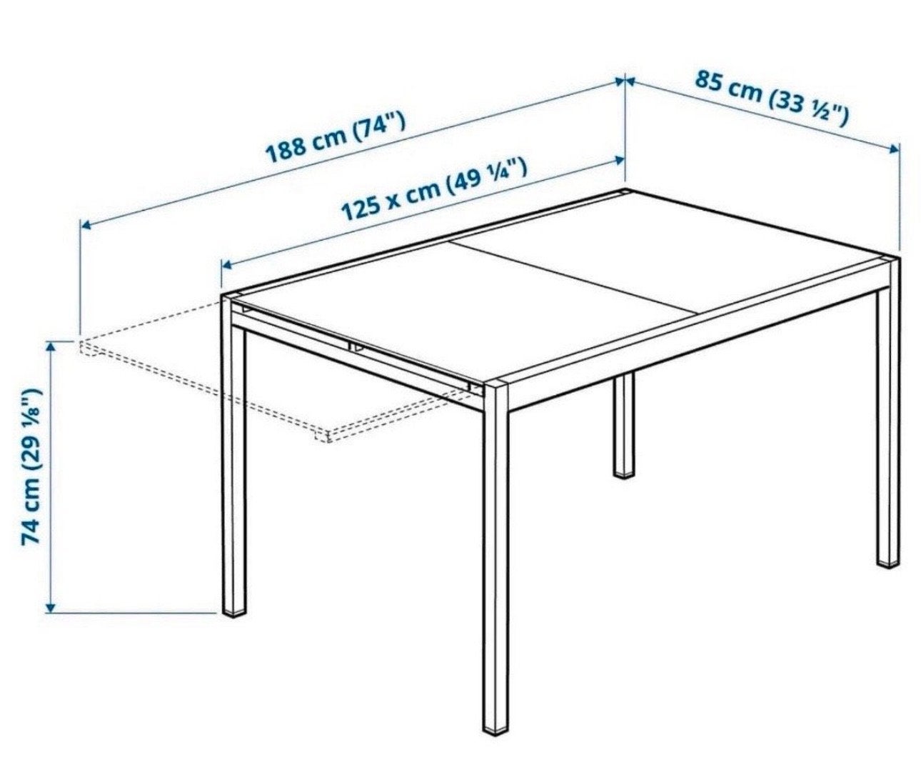 IKEA GLIVARP uitschuifbare glazen eettafel - zeer goede staa, Huis en Inrichting, Tafels | Eettafels, Ophalen, 50 tot 100 cm, 150 tot 200 cm