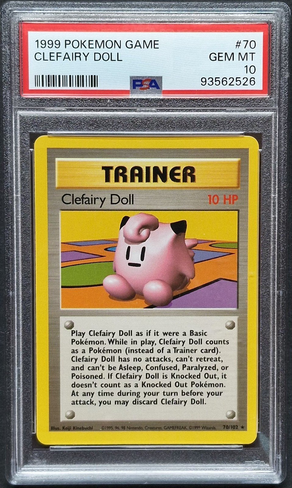 Clefairy doll Psa 10 Base set Unlimited, Ophalen of Verzenden
