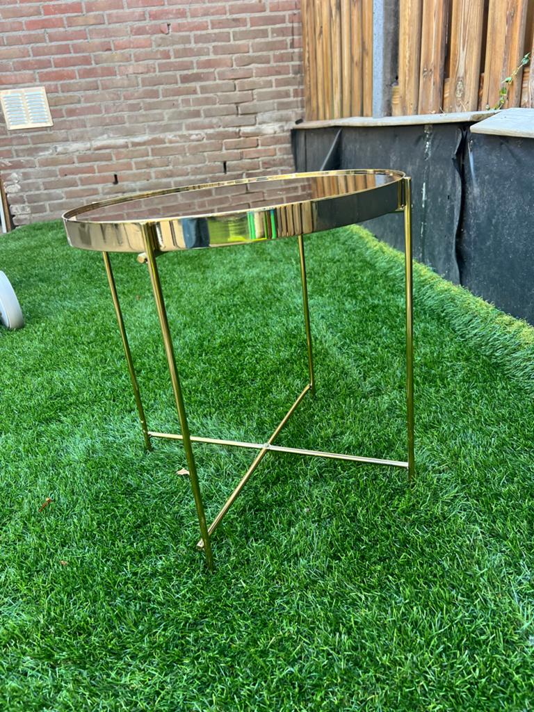 Gouden bijzettafel met spiegelblad - Elegant en modern, Huis en Inrichting, Tafels | Bijzettafels, Metaal of Aluminium, Rond, 55 tot 75 cm