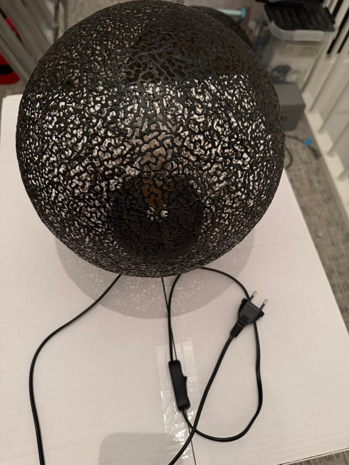 Zwarte metalen tafellamp - sfeerlamp, Ophalen, E27 (groot), Zwart, Modern