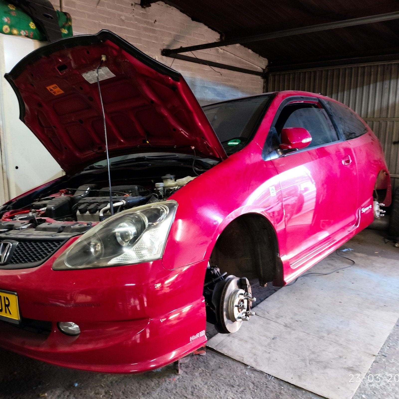 Honda Civic sport 2005 Rood laswerk, Ophalen of Verzenden