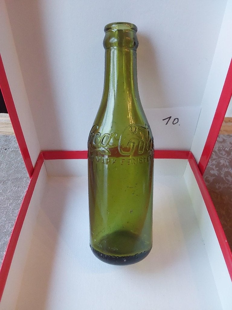 Coca Cola Fles Olive Groen +-1910 Recht Model, Ophalen of Verzenden, Gebruikt, Gebruiksvoorwerp