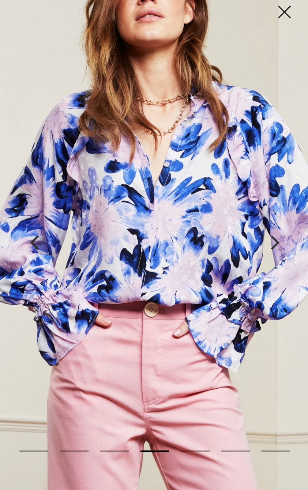 Fabienne Chapot Karma Blouse - Blauw/Paars Bloemenprint, Kleding | Dames, Blouses en Tunieken, Ophalen of Verzenden, Zo goed als nieuw