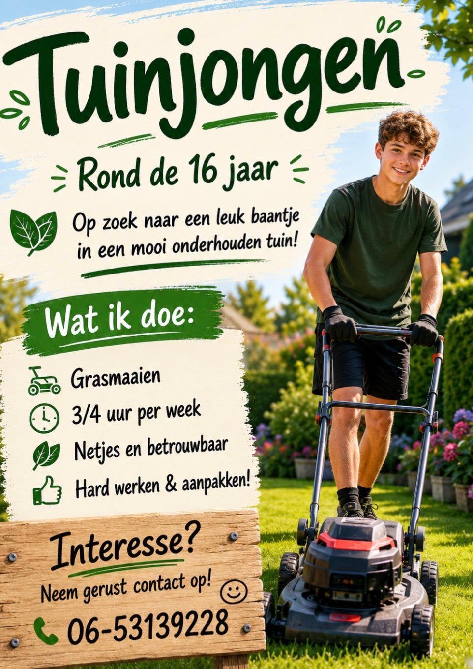 Gezocht tuinjongen Hoekse Waard, Tuinonderhoud of Snoeiwerk
