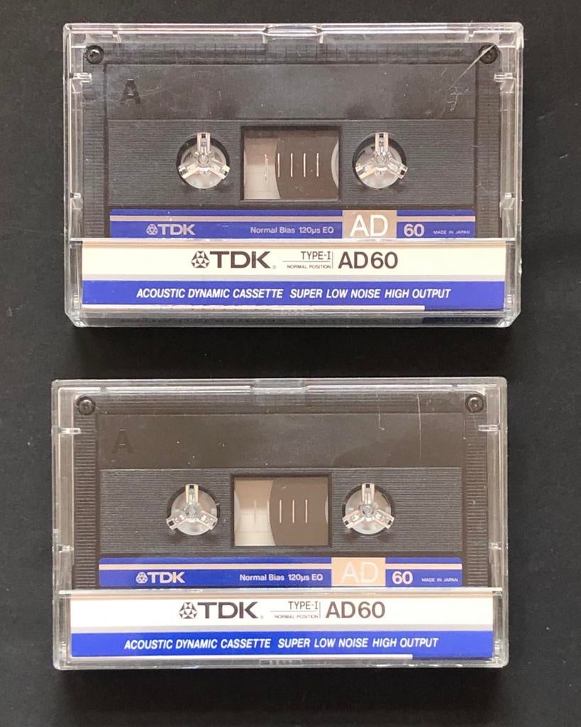 TDK AD 60 cassettes vroege jaren 80 versie, Cd's en Dvd's, Cassettebandjes, Ophalen of Verzenden, Zo goed als nieuw, Overige genres