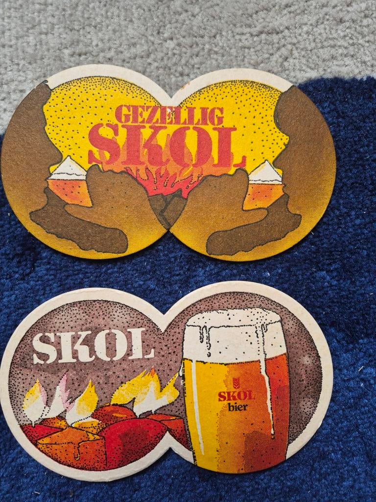 2 Skol bierviltjes - Vintage biercollectie, Ophalen of Verzenden