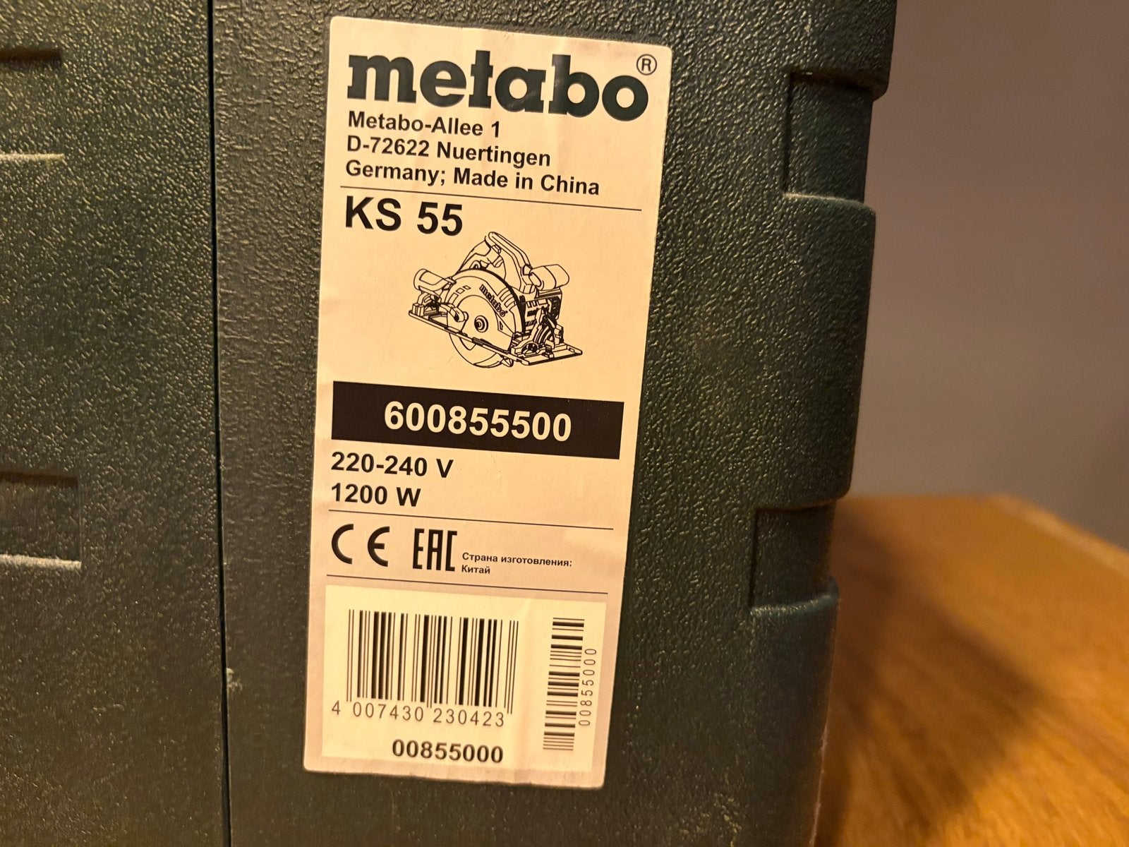 Metabo KS 55 Cirkelzaag - 1200W, 0-55mm zaagdiepte, Ophalen, Gebruikt, Cirkelzaag, 30 tot 70 mm