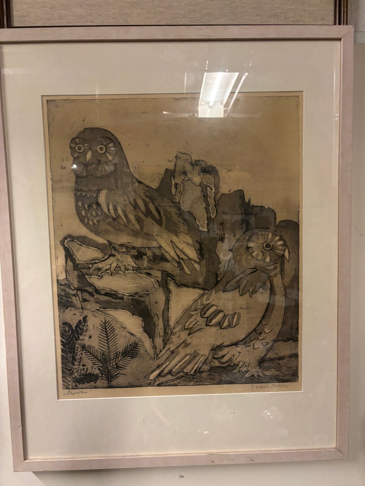 Jeanne Bieruma Oosting - Uilen (Ets), Ophalen, Ets, 1900 - 1949, Flora en Fauna