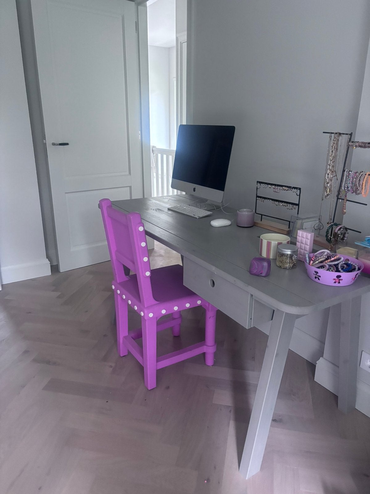 Houten bureau met lade - Woood / Vt Wonen sammie, Ophalen, Gebruikt, Grijs, Hout
