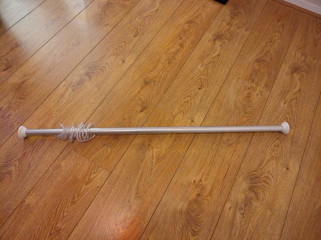 Douchestang met veer 98cm met ringen, Ophalen, Gebruikt, 100 tot 150 cm, Minder dan 100 cm