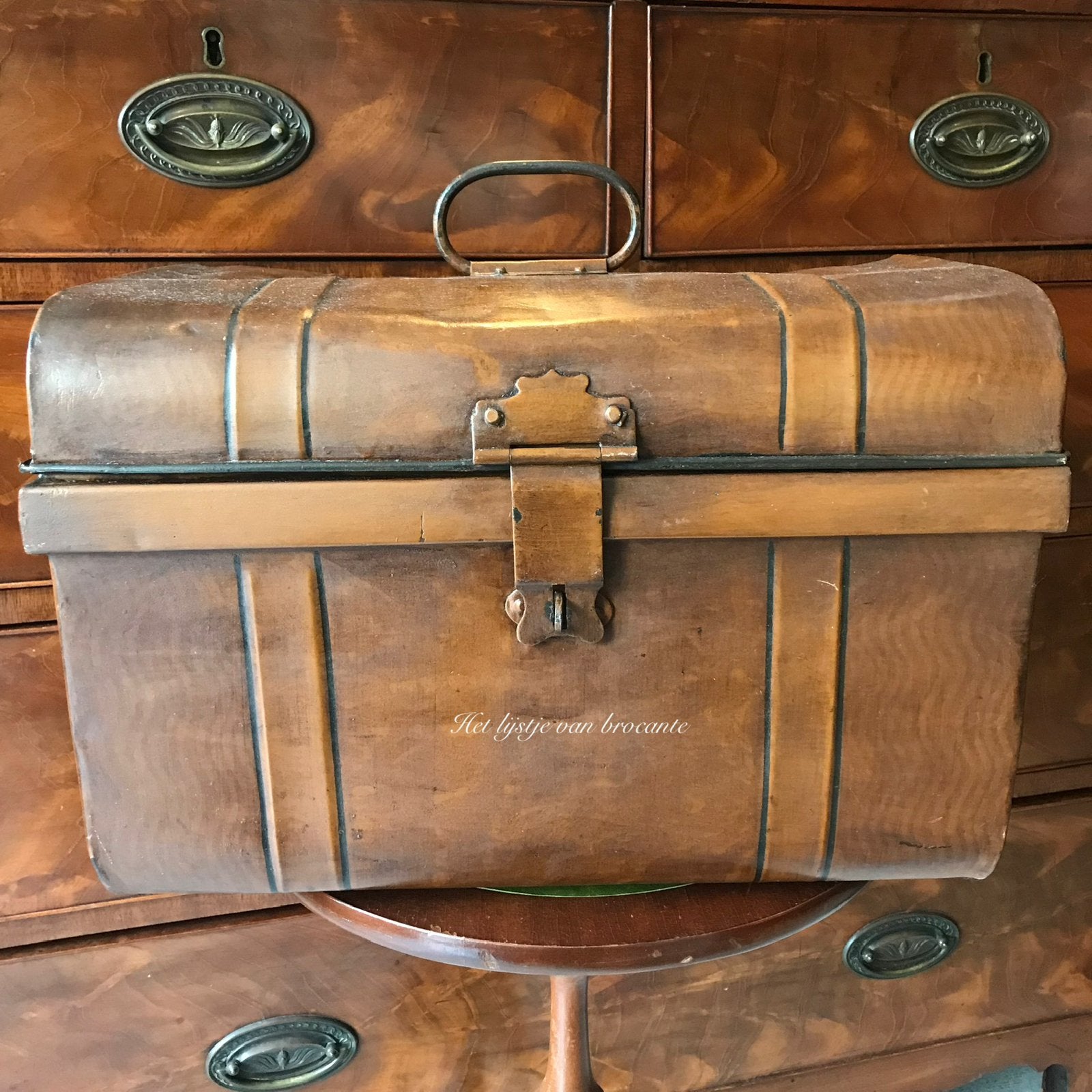 Engels antieke Metal Trunk kist, Ophalen