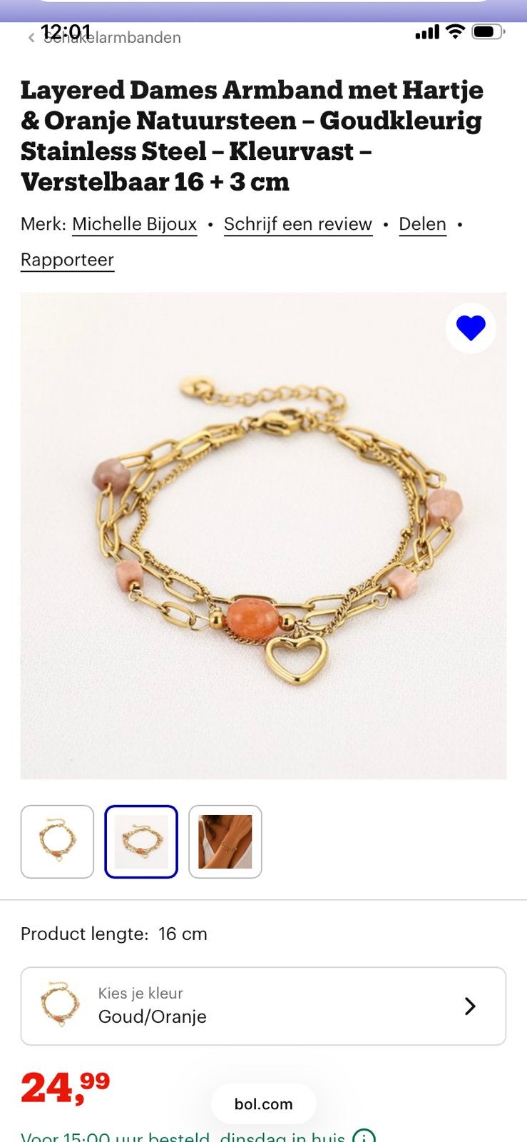 Michelle byoux armband en hanger, Staal, Nieuw, Ophalen of Verzenden, Met bedels of kralen