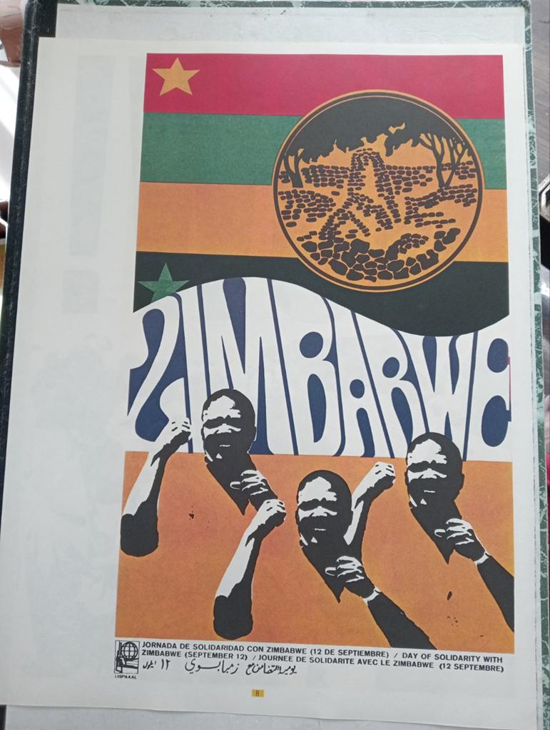 Affiche Cuba 1970 Solidariteit Zimbabwe, Verzamelen, Ophalen of Verzenden, Gebruikt, A1 t/m A3, Film en Tv