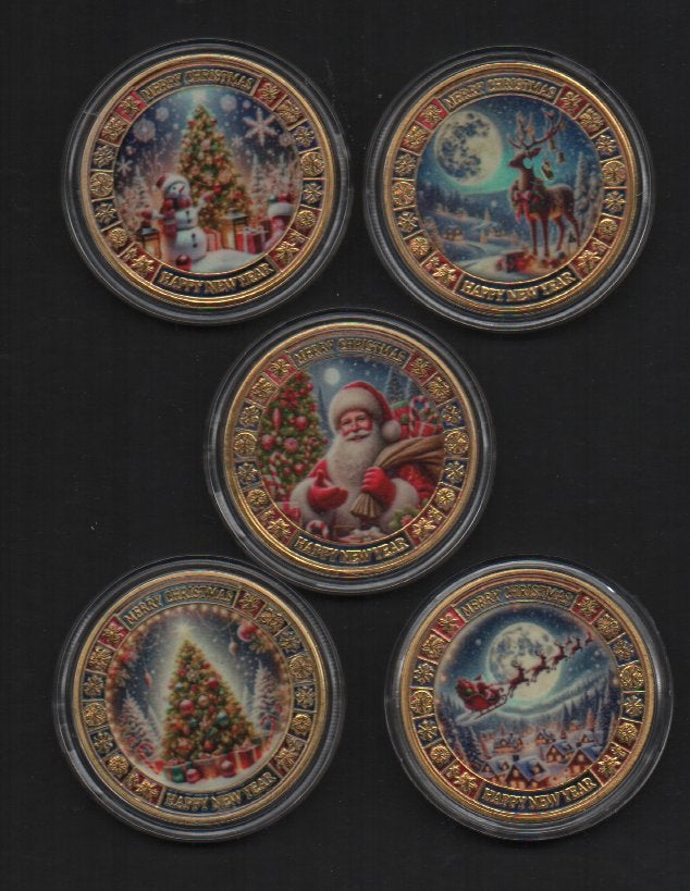 Setje Kerst Penningen 4 cm. doorsnede zware kwaliteit, Ophalen of Verzenden, Nieuw